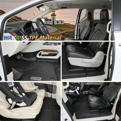Floor Mats for 2017-2025 2026 Chrysler Pacifica(Hybrid Models), Fit 7 and 8 Passenger Model with Cargo Liners,TPE All Weather Protection Car Full Set Mats,for Pacifica 2017-2026 car Accessories - size: 2017-2026 Pacifica Full Set Mat（non Fuel）