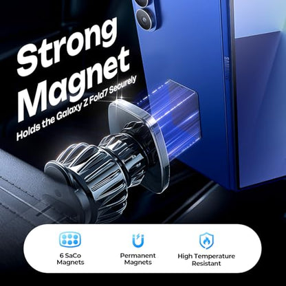 LISEN Magnetic Phone Holder for Car, Car Phone Holder Magnetic with Upgraded Clip & Ultra 6 Strong Magnets, Magnetic Car Phone Mount Magnet for Car Automobile Cradles, Soporte de Telefono para carro - color: Black