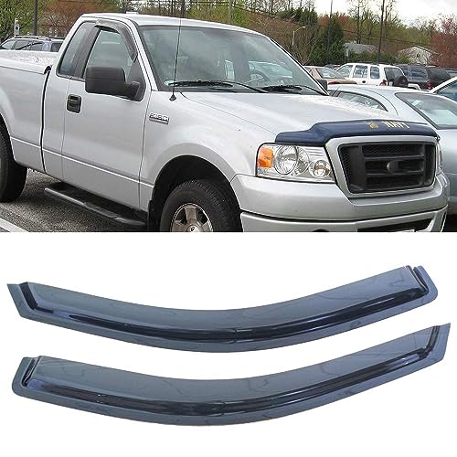 2pcs Outside Mount Style Sun Rain Guard Durable Side Window Wind Deflectors Dark Smoke Vent Window Visors Compatible with F-150 04-08 Standard/Regular Cab 92805 - size: for F150 04-08 Standard/Regular