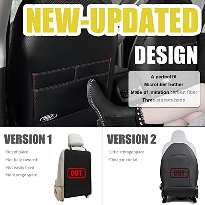 DEDC Tesla Model 3 Seat Back Protectors, Tesla Model Y Kick Mats, Tesla Model 3/Y Accessories, 2 Pcs Tesla Kick Mats Back Seat Protectors & 2 Pcs Mesh Cargo Net