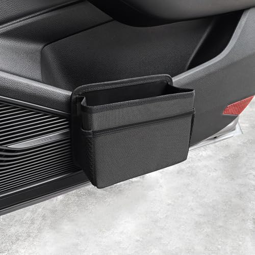 Car Trash Can, Foldable Multifunctional Hanging Storage Box Trash Can with a Roll of Garbage Bag, Multi Pocket Design Suitable for Car, Home and Office (Black) - color: black