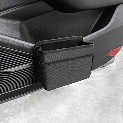 Car Trash Can, Foldable Multifunctional Hanging Storage Box Trash Can with a Roll of Garbage Bag, Multi Pocket Design Suitable for Car, Home and Office (Black) - color: black