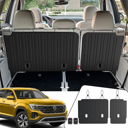 Kick Mats Backrest Mats for 2018-2025 2026 Volkswagen VW Atlas Bench Seat Car Mat Accessories(Not Fit Cross Sport), All Weather TPE Protector SEL SE Peak Edition(2nd Row Kick Mats 7 Seats) - style: 2nd Row Kick Mats