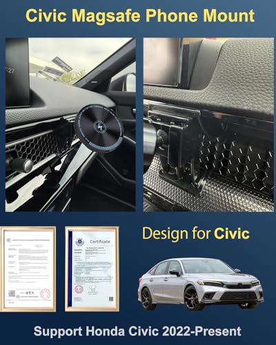 Designed for MagSafe Car Mount for 2026 Civic Phone Mount 2026 15W Fast Wireless Charging 11th gen Civic Phone Holder 2026 Civic Accessories Support 2022-present Civic
