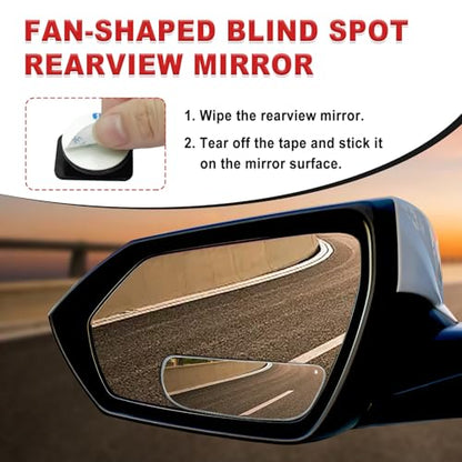 2-Pack Universal HD Blind Spot Mirrors, 360° Adjustable Frameless Convex Rear View Mirror for Cars, Trucks, SUVs, and Vans - Fan Shaped Side Mirrors Car Accessories (Square) - style: Square