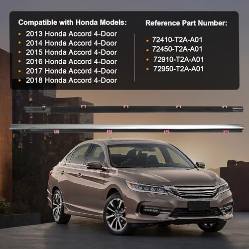 ItranMc Window Molding Trim for 2013-2018 Honda Accord,4-Door Sedan,Chrome Outer Door Weatherstrip Window Seal Belt,Replace#72410-T2A-A01 72450-T2A-A01 72910-T2A-A01 72950-T2A-A01 - style: Accord 2013-2018