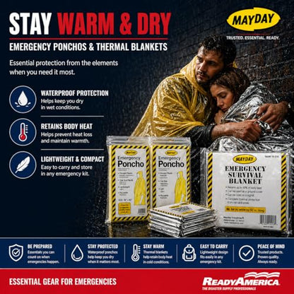 Ready America 70280 72 Hour Emergency Kit, 2-Person, 3-Day Backpack, Includes First Aid Kit, Survival Blanket, Portable Preparedness Go-Bag for Camping, Car, Earthquake, Travel, Hiking, and Hunting, Red