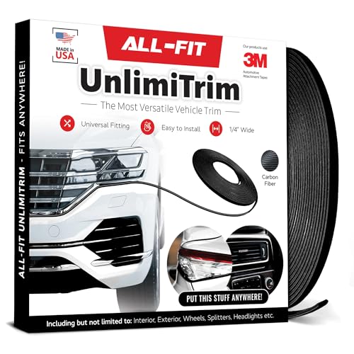 All-Fit Automotive UnlimiTrim – Universal Decorative Exterior and Interior Trim – Easy-to-Install Anywhere Automotive Exterior Accessories (0.25” W x 120” L, Carbon Fiber) - color: Carbon Fiber