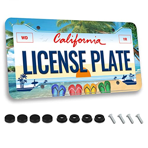 Hawaii Beach Flip Flops License Plate Frame Palm Tree for Car Decorative Parts Stainless Steel Rustproof License Plate for Standard Us Canada License Plate Holder 12x6 Inch - color: Beach Flip Flops, size: One size