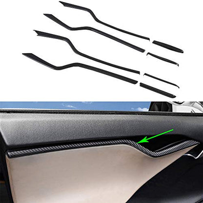 OBL Car Inner Door Trim Cover Interior Moldings Trims for Tesla Model S 2016-2020 ABS Imitation Carbon Fiber Interior Accessories (Pack of 8) - size: Model S 2016-2020
