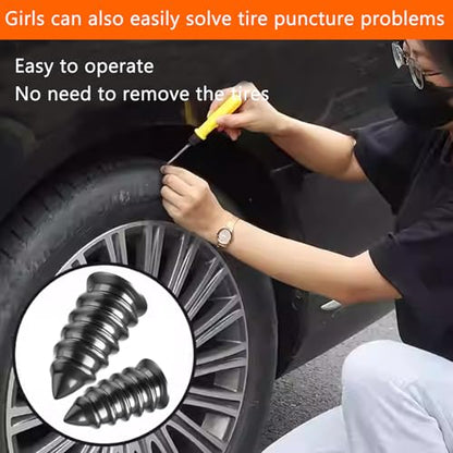 Tire Repair Rubber Nail Tire Repair Nail Tire Repair Rubber Screws Fast Tool Self-Service Suitable for Car Motorcycle Jeep Tire Puncture Repair - color: 40Pcs+30ml glue+screwdriver