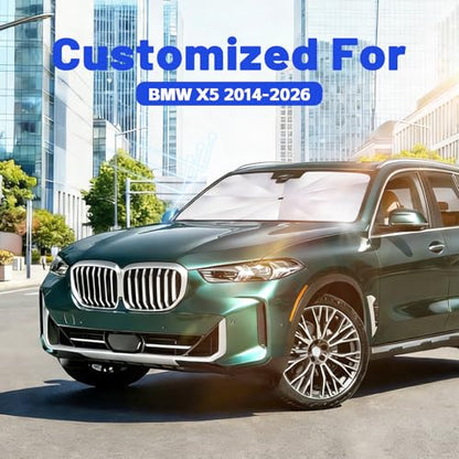 Car Windshield Sun Shade for BMW X5 2014-2026 –[Reflective Coated Fabric] Sunshade Umbrella for Front Window, Car Shades Sun Visor Keep Car Cool and Protects Interior, 1:1 Exact Fit - size: For BMW X5 2014-2026