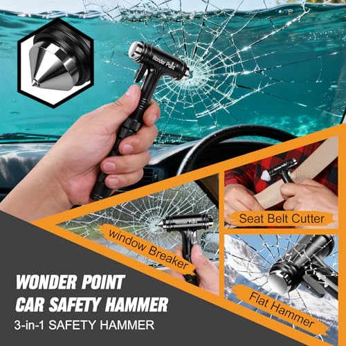 Car Window Breaker, Automotive Safety Hammer with Seatbelt Cutter, 3-in-1 Emergecy Escape Tool Car Metal Window Breaker Seatbelt Cutter, Aluminium Alloy Glass Breaker Hammer(Black 2Pack) - color: Black, size: 2 Pack