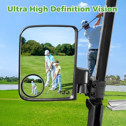 10L0L Golf Cart Mirror No Drilling Side Mirrors with Blind Spot Mirrors Universal for Yamaha, Club Car, EZGO, Folding Side Rear View Mirrors Adjustable 180 Degree HD Glass - style: Side Mirrors & Blind Spot Mirrors
