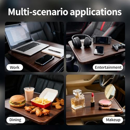 Car Desk Pro 360° Rotating Laptop and Food Tray Table, Universal Wooden Car Mount Compatible with Tesla Model 3/Y/S, Ford F150, Explorer, Maverick, SUV and Most Cars