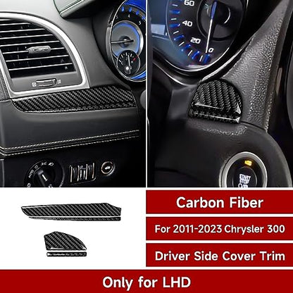 Car Dashboard Cover Decals for 2011-2023 Chrysler 300 / 300C / 300S / Limited/Touring/Base Accessories Carbon Fiber Interior Stickers - color: Dashboard Cover
