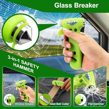 Car Window Breaker, Safety Hammer - 3 in 1 Escape Tools, Window Breaker Seatbelt Cutter, Roadside Emergency Kit with Light Reflective Tape(2 Pack, Green) - color: Geen, size: 2 Pack