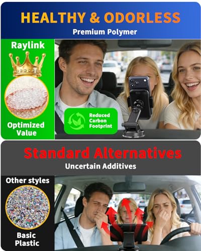 RayLink NO.1 Best Phone Holders for Your Car Ultimate Military-Grade Windshield Dashboard Vent【Upgraded Suction & Clip】 Cell Phone Mount with Patent & Safety Certs for iPhone 17 Pro Max 16 15 Samsung