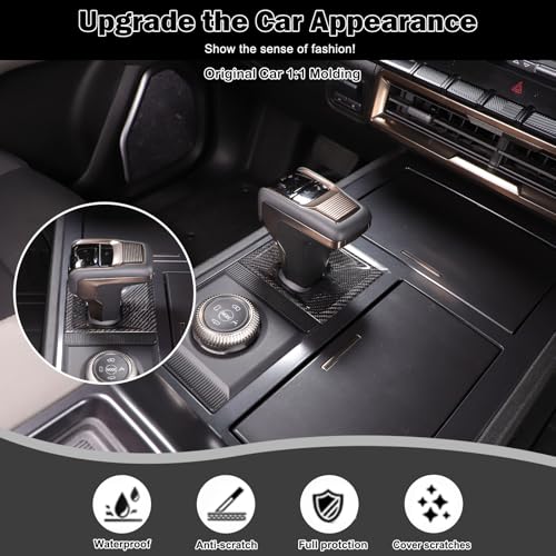 for Hummer EV Accessories Gear Shift Knob Panel Frame Trim Compatible with Hummer EV SUV Pickup 2022-2024-2025 Center Consoles Gear Shift Knob Base Panel Cover Genuine Carbon Fiber Trim