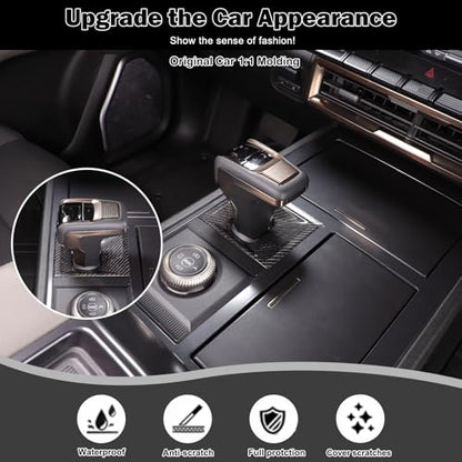 for Hummer EV Accessories Gear Shift Knob Panel Frame Trim Compatible with Hummer EV SUV Pickup 2022-2024-2025 Center Consoles Gear Shift Knob Base Panel Cover Genuine Carbon Fiber Trim