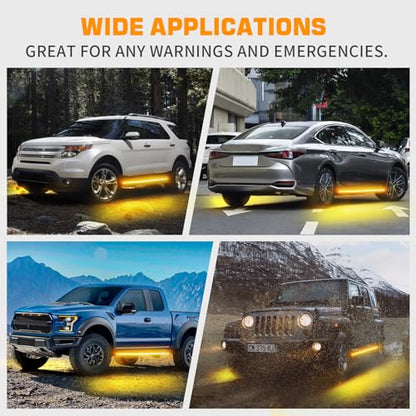 XRIDONSEN 2PCS 60 inch Amber Strobe Lights Strip 720 LED Running Board Lights Flashing Warning Hazard Safety Side Step Flexible Emergency Lights for Tow/Plow Trucks Construction Vehicles Pickup SUV - color: Amber