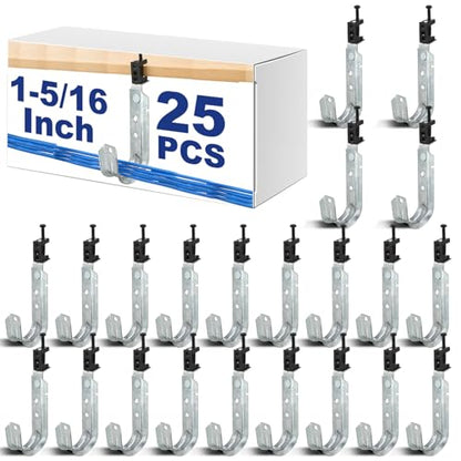 Blulu 25 Pcs Cable Support J Hook with Beam Clam Swivel Heavy Duty Metal Hangers for J Hook Hanging Cable Management Organizing Wire G60 Galvanized Steel (1-5/16 Inch) - size: 1-5/16 Inch