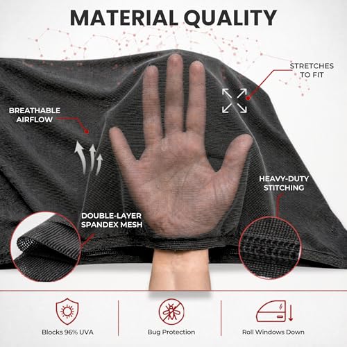 SM/RL Car Window Shades for Baby & Camping, 2-Pack. Blocks 97% UV Real-World Tested, Breathable Full-Coverage Mesh Bug Screens, Mom's Choice Award | Qualizzi® - size: SM/RL