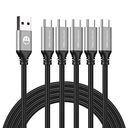 USB Type-C to A Cable 5pack 6ft Braided Fast Charging 3A Quick Charger Cord, 6 Foot Compatible iPhone 17/17 Pro/16e/16/15 Pro Max,Samsung Galaxy S10 S9 S8 Plus, Note 10 9 8, LG V50 V40 G8 G7(Silver) - color: Silver, size: 6foot