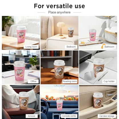 Coffee Car Air Freshener, 180-Day Long Lasting Odor Eliminator, 238g Large Capacity, Natural Plant-Based & Alcohol-Free, Safe for Baby & Pets, Fits Car Cup Holders,Car Accessories (coffee)