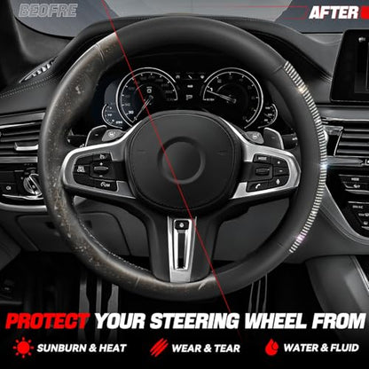 Auto Dynasty Diamond Steering Wheel Cover, Leather Car Steering Wheel Protector with Cystal Diamond Contrast Design, Anti-Slip Inner Rubber Lining, [14 1/2 to 15 Inches] Universal Fit Car Truck SUV - color: Contrast Diamond