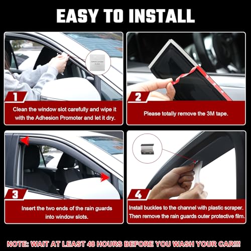 in-Channel Window Rain Guards Compatible with Toyota Tacoma Double Cab 2024 2025 Full Size Shatterproof Side Window Deflectors, Window Visors, Wind Deflectors -Black, 4 PCS - size: Fit for Tacoma Double Cab 2024-2025-in Channel