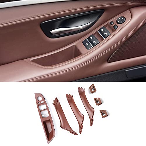 Car Door Handle Cover for BMW 5 Series F10 2011-2016 Interior Door Handles Replace Trim Cover 520i 528i 530i 535d 535i 550i (Reddish Brown) - color: Reddish brown