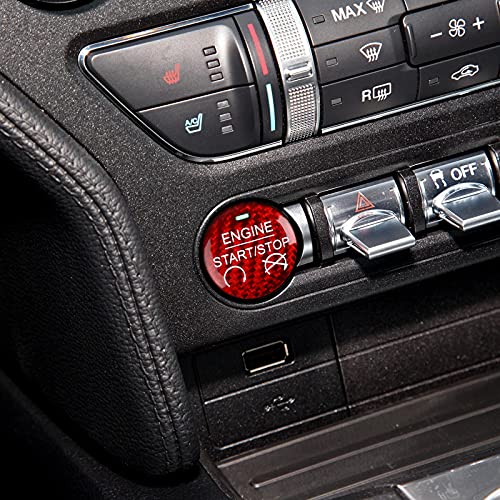 Car Engine Start Stop Button Sticker Carbon Fiber Decal for Ford Mustang 2015 2016 2017 2018 2019 2020 2021 2022 2023 Accessories - color: Engine Start Stop Button