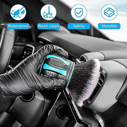 Ziciner Ultra Soft Detailing Brushes, Car XL Synthetic Brush Comes with Storage Rack, Auto Interior Dusting Brush Cleaning Tool Covers Large Area Inside or Outside Vehicles (Lake Blue) - color: Lake Blue