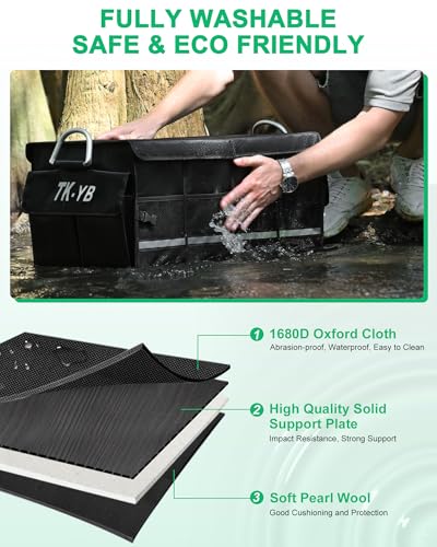 Trunk Organizer for SUV - Car Organizer with Removable Cooler Bag,Collapsible Multi Compartment 1680D Waterproof Sturdy Cargo Storage for Car Accessories Women Men (Extra Large)