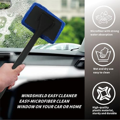 8pcs Car Windshield Cleaning Tool, Windshield Cleaner with with 5 Little Microfiber Pads that can be Washed/reused, Window Cleaner Tool, for Auto Glass Wiper (Blue) (Blue) - color: blue
