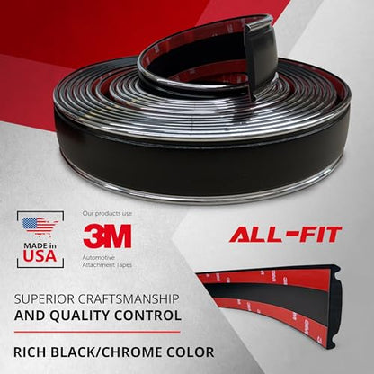 All-Fit Automotive Replacement SB - Square Body Side Molding (2.25") – OEM Grade Black Chrome Trim fits 1973–1987 Chevy C10 Trucks, Silverado, GMC Pickup & Suburban – Easy Install Truck Accessories - style: Square Body Trim Black (73-87)