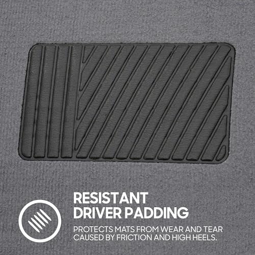BDK Premium Medium Gray Carpet Floor Mats for Cars - Universal Fit Interior 4-Piece Car Mats Full Set with Vinyl Heel Pad Protector - Cute Car Accessories Interior Floor Covers for SUVs & Trucks