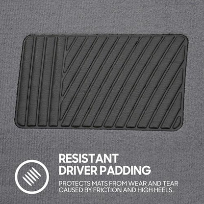 BDK Premium Medium Gray Carpet Floor Mats for Cars - Universal Fit Interior 4-Piece Car Mats Full Set with Vinyl Heel Pad Protector - Cute Car Accessories Interior Floor Covers for SUVs & Trucks