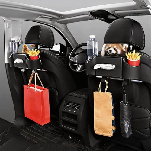 Back Seat Car Organizer,4 in 1 Multifunctional Car Back Seat Storage Box with Drink Cup Holder Tissue Box, for Hold Phone,Snacks, Drinks, Handbag-Black - color: Black