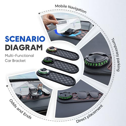 Mobile Phone Bracket Anti-Slip Mat, Multifunction Car Dashboard Mat with Temporary Parking Number, Rotatable Universal Non-Slip Car Dashboard Mat with Phone Holder for Sunglasses and Keys Gadget (E) - color: E