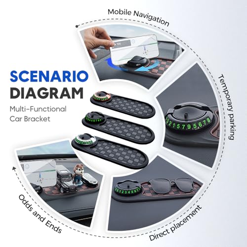Mobile Phone Bracket Anti-Slip Mat, Multifunction Car Dashboard Mat with Temporary Parking Number, Rotatable Universal Non-Slip Car Dashboard Mat with Phone Holder for Sunglasses and Keys Gadget (D) - color: D