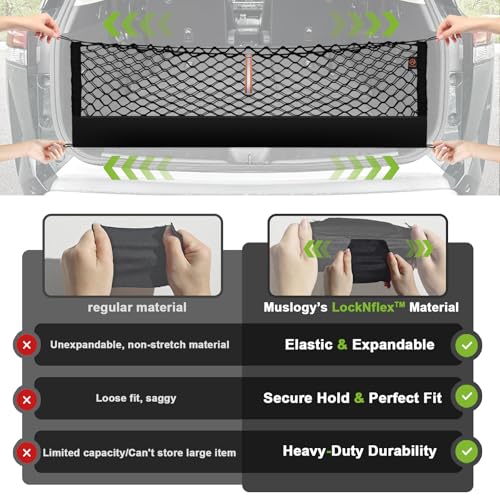 Muslogy Truck Bed Cargo Net Trunk Netting Compatible with 2018-2025 2026 Toyota Camry Accessories, Pickup Cargo Organizer SUV Sedan Storage Net w/Heavy Duty Carabiners - style: 2018+ Camry