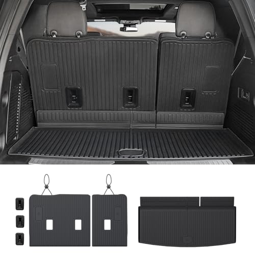 Cargo Mat Backrest Mats for 2021-2025 2026 Chevrolet Chevy Tahoe/GMC Yukon Accessories(Not for Yukon XL), All Weather TPE Trunk Liner 3rd Row Seat Back Covers(Cargo Mat+3rd Row Backrest Mat) - style: Cargo Mat+3rd Row Backrest Mat