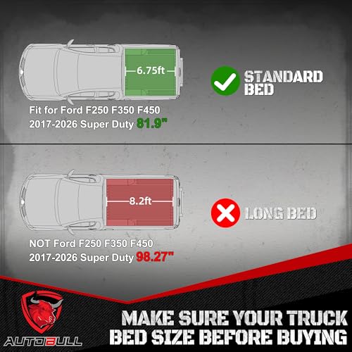 Truck Bed Mat Bed Liner Fit for Ford F250 F350 F450 2017-2026 Super Duty (6.8FT,81.9" Bed), Not Fit Drop-in Liner - style: 9)2017-2026 |Ford Super Duty F250/F350/F450 Bed Mat (6.8FT)