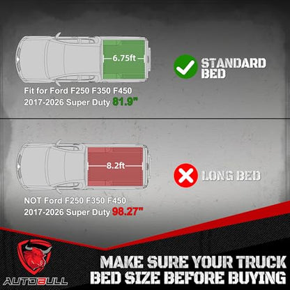 Truck Bed Mat Bed Liner Fit for Ford F250 F350 F450 2017-2026 Super Duty (6.8FT,81.9" Bed), Not Fit Drop-in Liner - style: 9)2017-2026 |Ford Super Duty F250/F350/F450 Bed Mat (6.8FT)