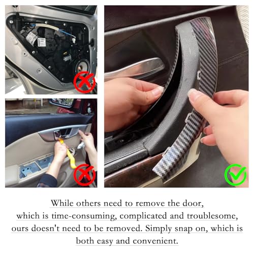 6PCS/Set Interior Inner Inside Door Pull Sticky Handle Cover for BMW 3 Series E90/E91/E92/E93 320 325 328 335 330 M3 (2004-2011) Left and Right Passenger Side (Carbon Fiber Pattern) - color: Carbon Fiber Pattern