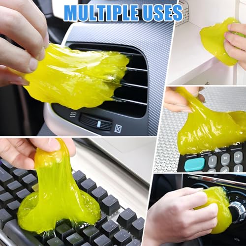 Car Cleaning Gel, Vehicle Dust Detailing Putty Slime Cleaner Kit for Air Vent, Reusable Automotive Interior Detail Clean Mud Removal Tool, Universal for SUV Sedan Truck (Yellow) - color: Yellow