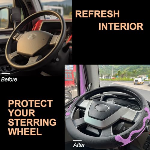PINCTROT XL Size 17.5-18 Inch Comfy Grip Steering Wheel Cover for Semi Truck, Fits RV, Big Rig Trucker, 18 Wheeler and Classic Cars, Anti-Slip Design 17.5-18 Inch(Silicone Purple) - color: 6.Purple, size: Extra Large Size[17 1/2''-18'']