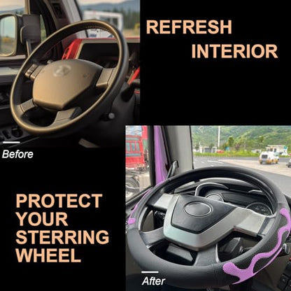PINCTROT XL Size 17.5-18 Inch Comfy Grip Steering Wheel Cover for Semi Truck, Fits RV, Big Rig Trucker, 18 Wheeler and Classic Cars, Anti-Slip Design 17.5-18 Inch(Silicone Purple) - color: 6.Purple, size: Extra Large Size[17 1/2''-18'']